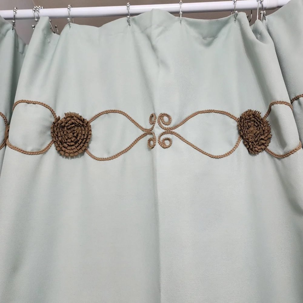 New Sage Shower Curtain Grammercy Studios With Embroidered Brown Accents